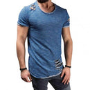 the RIPPED - Solid Color Short Sleeve Cotton T-Shirts