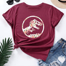 the JURASSIC - Women Flower Dinosaur Print Short Sleeve T-Shirt
