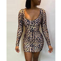 the SIMONE Dress - Women Leopard Bodycon Sexy Mini Dress