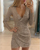 the CAMERON Dress - Women Sexy Sequins Glitter V Neck Dress