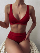 the STUNNER - High Waist Women Ribbed Swimsuit