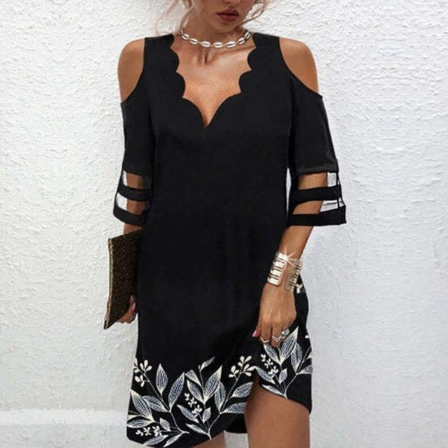 the EMILY Dress - V Neck Dress Women Casual Off Shoulder Lace