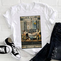 the BOOK CAT - Women Cute Cat Striped Cute T-Shirt