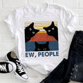 the BOOK CAT - Women Cute Cat Striped Cute T-Shirt