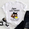 the BOOK CAT - Women Cute Cat Striped Cute T-Shirt