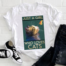 the BOOK CAT - Women Cute Cat Striped Cute T-Shirt