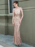 the GRACE Dress - Sexy V Neck Backless Sequin Evening Dress