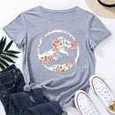 the JURASSIC - Women Flower Dinosaur Print Short Sleeve T-Shirt