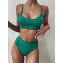 the SPORTY - Solid Rib Two Piece Push Up Bikini Set