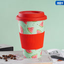 the COFFEE BEAN - 401-500ml Eco Friendly Bamboo Reusable Travel Cup