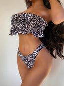 the JUNGLE CAT - Women Off Shoulder Swimsuit