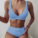 the STUNNER - High Waist Women Ribbed Swimsuit