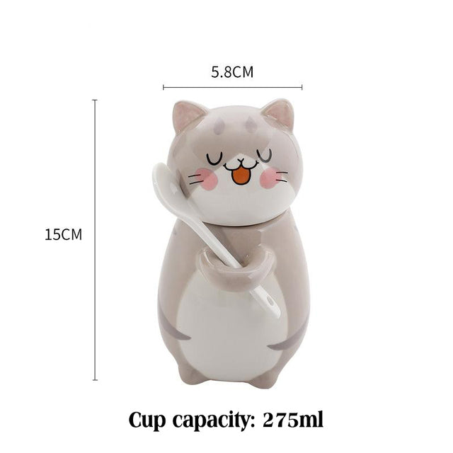 the HAPPY CAT - Cartoon Cat Coffee Mug