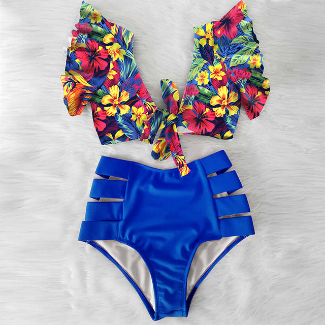 the CABANA - High Waist Ruffled Sexy Bikini Set