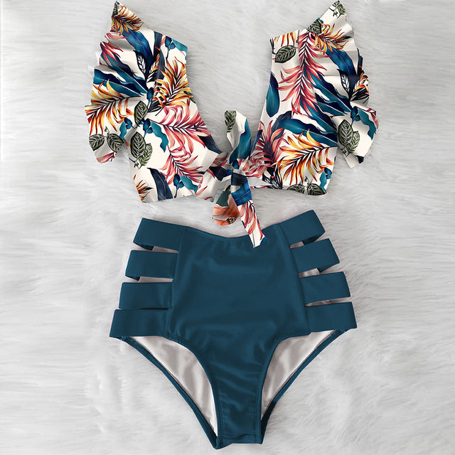 the CABANA - High Waist Ruffled Sexy Bikini Set