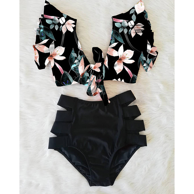 the CABANA - High Waist Ruffled Sexy Bikini Set