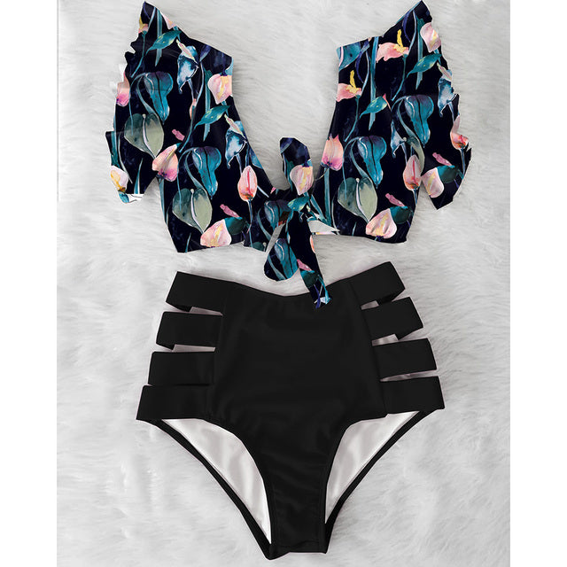 the CABANA - High Waist Ruffled Sexy Bikini Set