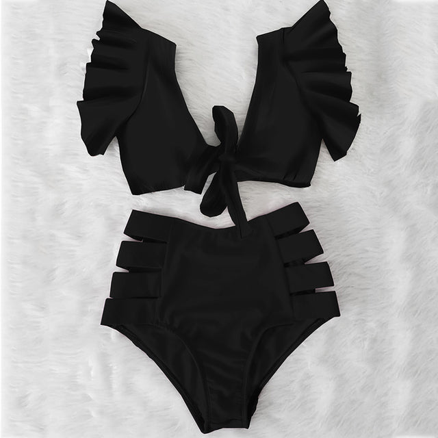 the CABANA - High Waist Ruffled Sexy Bikini Set