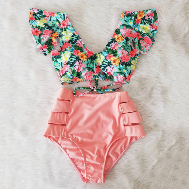 the CABANA - High Waist Ruffled Sexy Bikini Set