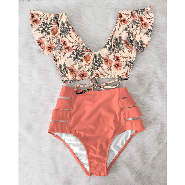 the CABANA - High Waist Ruffled Sexy Bikini Set