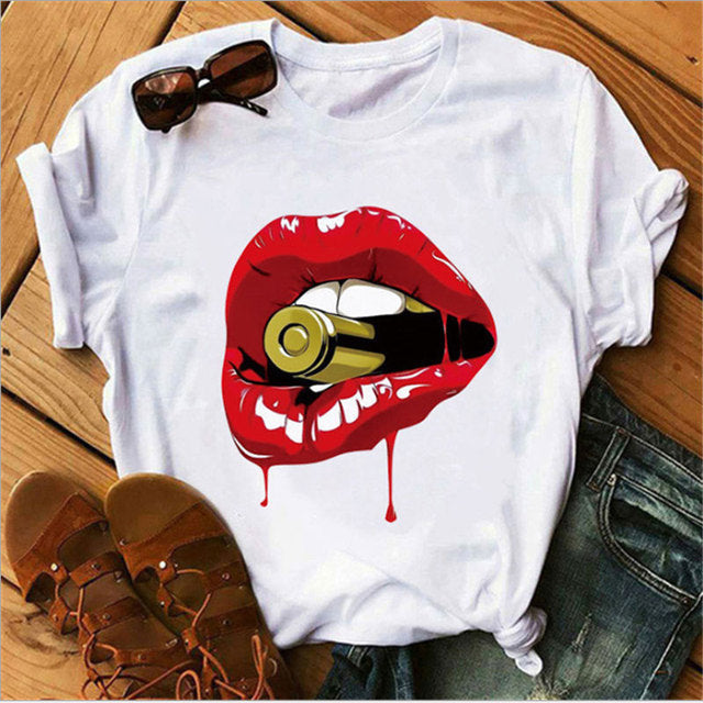 the KISSABLE LIPS - Women's Printed Sexy T-Shirt