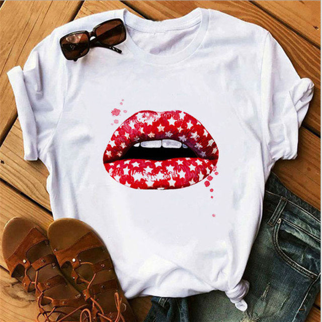 the KISSABLE LIPS - Women's Printed Sexy T-Shirt