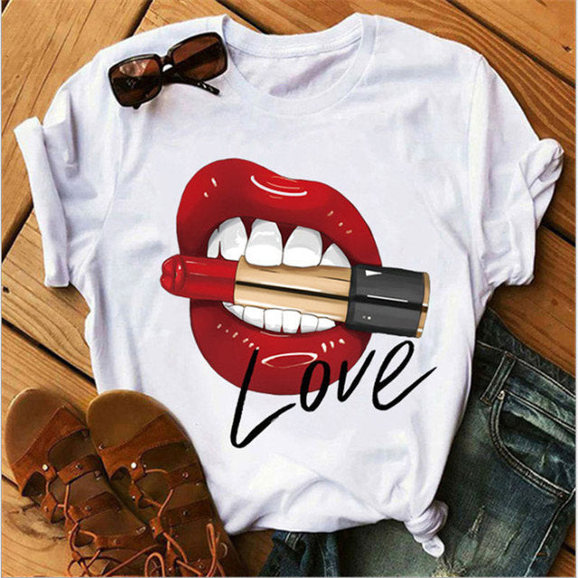 the KISSABLE LIPS - Women's Printed Sexy T-Shirt