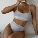 the STUNNER - High Waist Women Ribbed Swimsuit