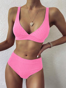 the STUNNER - High Waist Women Ribbed Swimsuit
