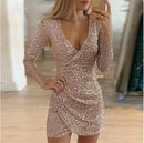 the CAMERON Dress - Women Sexy Sequins Glitter V Neck Dress