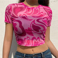 the HEARTTHROB - Sexy Mesh Crop Top Women T-Shirt