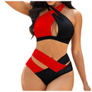 the POLKA - High Waist Bikini Split Splicing Swimwear