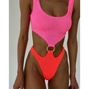 the NEON RETRO - Women One Piece Swimsuit Hollow Out Swimwear
