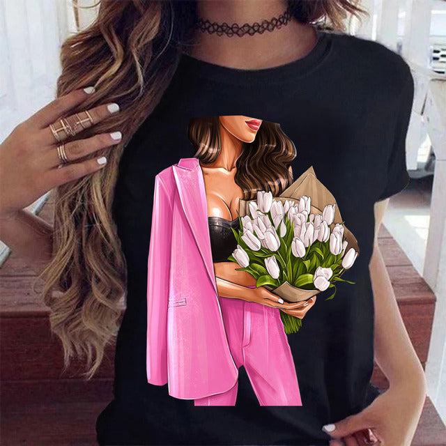 the FLOWER GIRL - Printed Female T-Shirt