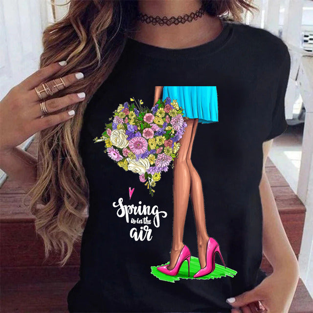 the FLOWER GIRL - Printed Female T-Shirt