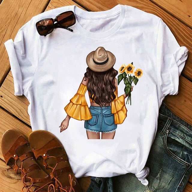 the FLOWER GIRL - Printed Female T-Shirt