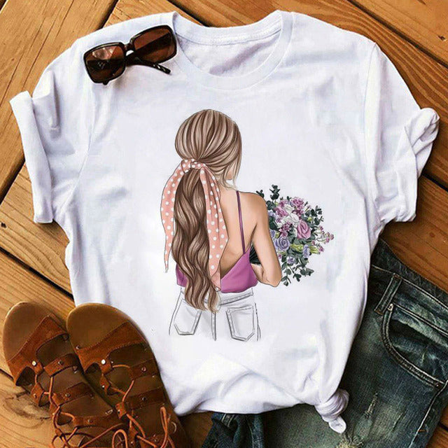 the FLOWER GIRL - Printed Female T-Shirt