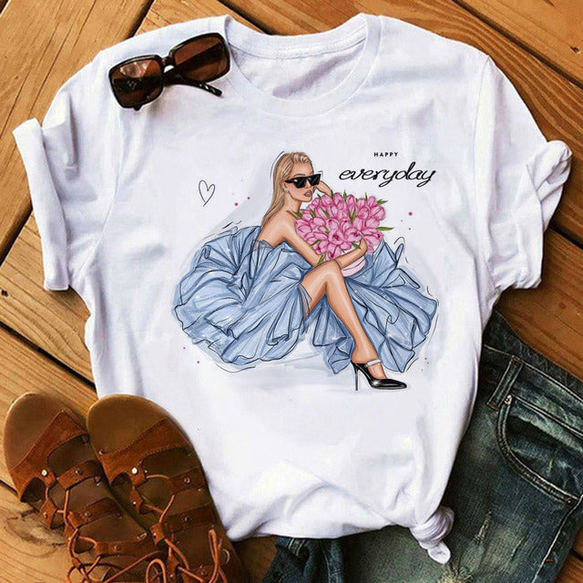 the FLOWER GIRL - Printed Female T-Shirt