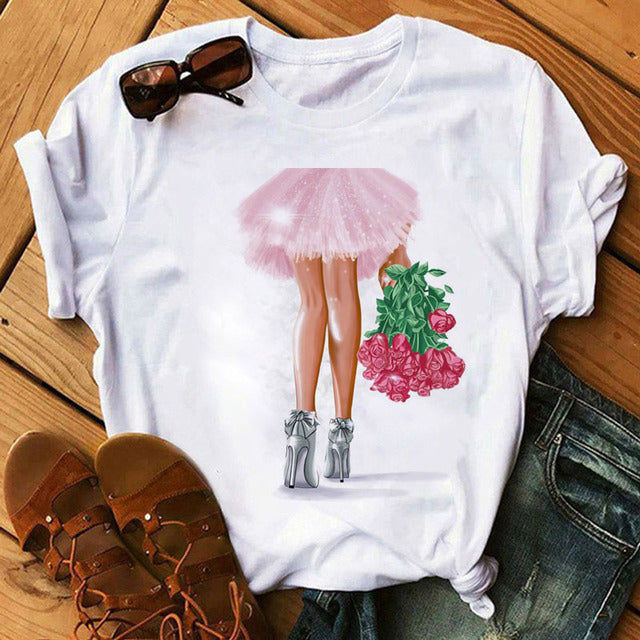 the FLOWER GIRL - Printed Female T-Shirt