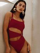 the SUNRISE -  One Piece Swimsuit Sexy Hollow Solid Women Bikini Set