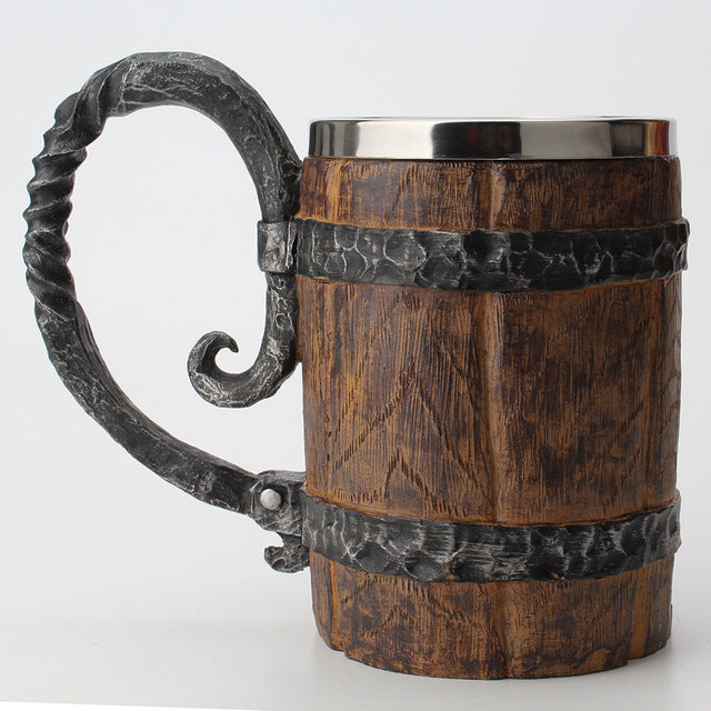 the CASK - Wooden Barrel Stainless Steel Resin 3D Beer Mug