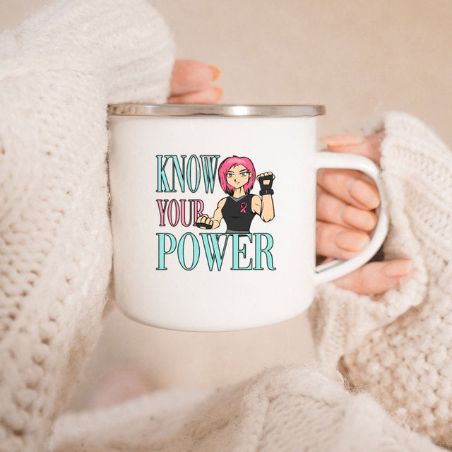 the GIRL POWER CUP - Know Your Power Feminist Enamel Mug