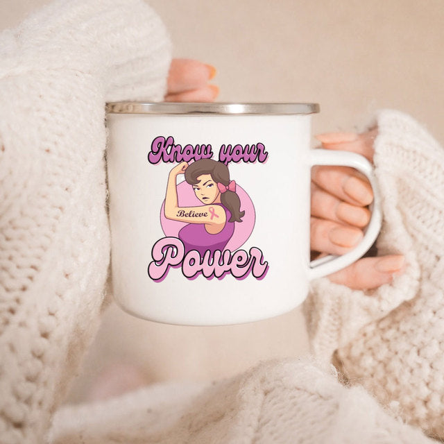 the GIRL POWER CUP - Know Your Power Feminist Enamel Mug