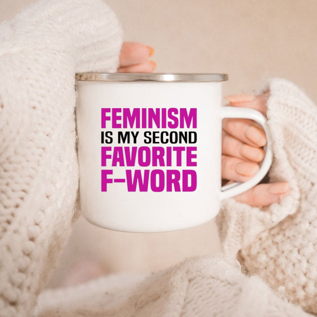 the GIRL POWER CUP - Know Your Power Feminist Enamel Mug