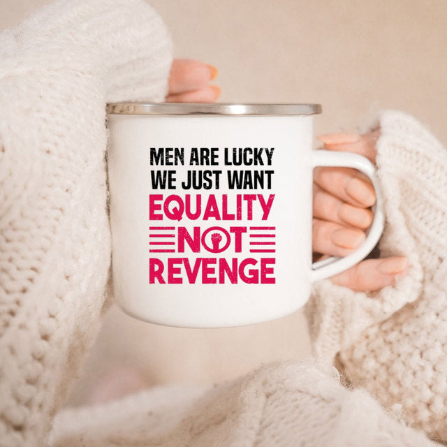 the GIRL POWER CUP - Know Your Power Feminist Enamel Mug