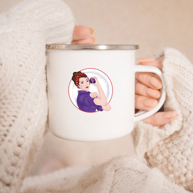 the GIRL POWER CUP - Know Your Power Feminist Enamel Mug