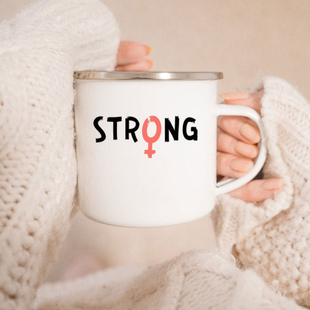 the GIRL POWER CUP - Know Your Power Feminist Enamel Mug