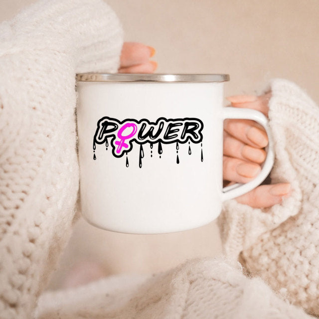 the GIRL POWER CUP - Know Your Power Feminist Enamel Mug