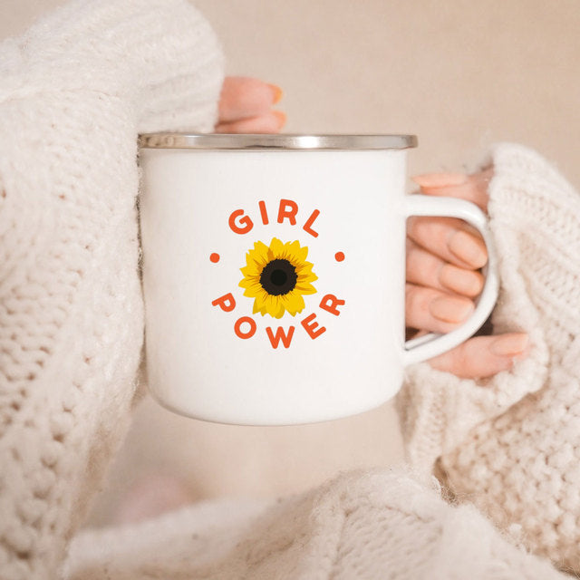 the GIRL POWER CUP - Know Your Power Feminist Enamel Mug