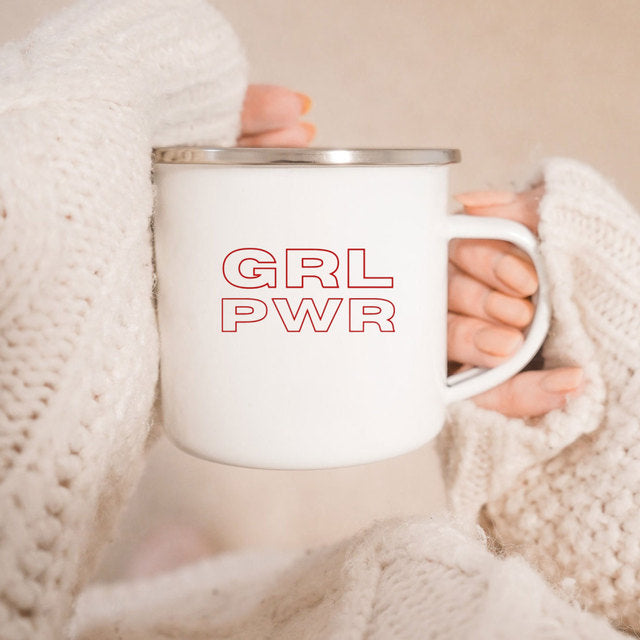 the GIRL POWER CUP - Know Your Power Feminist Enamel Mug